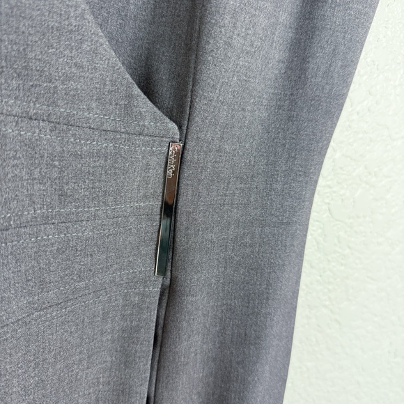 Calvin Klein Cap Sleeve Wrap Dress, Charcoal Gray 10 - EUC, Sheath, Midi, V Neck - Picture 4 of 10